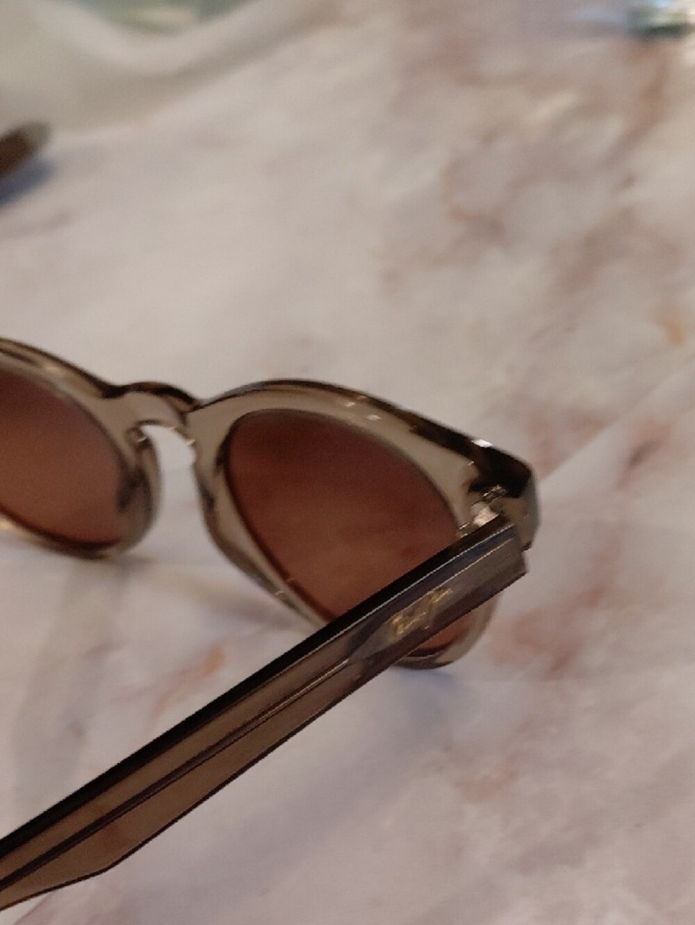 Maui Jim Round Sunglasses in Translucent Tan Frame with Brown Lenses - Picture 7 of 10